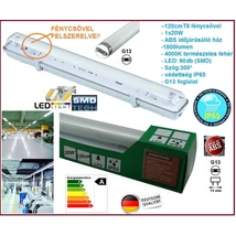 120cm IP65 1x20W T8 SMD LED FÉNYCSŐVEL SZERELT ARMATÚRA POR ÉS PÁRAMENTES FÉNYCSÖVES 20W ENERGIATAKARÉKOS KOMPLETT FÉNYCSŐARMATÚRA VÍZÁLLÓ