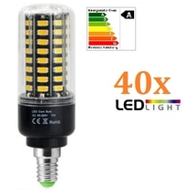Pro 40x SMD E14 5W LED izzó meleg fényű + búrával kukorica