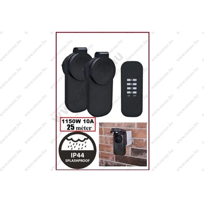 Easy 3db-os KÜLTÉRI CSAPÓFEDELES TÁVIRÁNYÍTÓS DUGALJ KÉSZLET 1150W 10A IP44 VÍZÁLLÓ KONNEKTOR