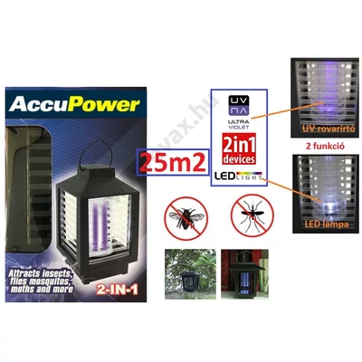 25m2 2in1 AKKUS / ELEMES HORDOZHATÓ UV ELEKTROMOS ROVARCSAPDA + LED KERTI LÁMPA FUNKCIÓ HORDOZHATÓ