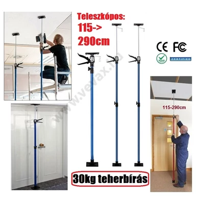 TELESZKÓPOS 115-290cm KITÁMASZTÓ RÚD 30kg-ig GIPSZKARTON TÁMASZTÓ RÚD MENNYEZETI  ÁLLVÁNY ALÁTÁMASZTÓ