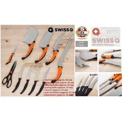 SWISS 10db-os ERGONÓMIKUS KÉSKÉSZLET SÉF SHEF KÉS KÉSZLET 5 év GARANCIA