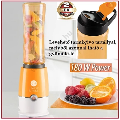 T&T TURMIX GÉP HORDOZHATÓ IVÓ / MIXER TARTÁLLYAL ELEKTROMOS TURMIXGÉP KOKTÉL SHAKER GYÜMÖLCSTURMIX 2 év GARANCIA