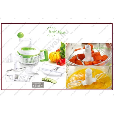 FreshMix MULTIFUNCIÓS ZÖLDSÉG SZELETELŐ SALÁTA APRÍTÓ VÁGÓ MIXER RESZELŐ ZÖLDSÉGSZELETELŐ KÉSZLET
