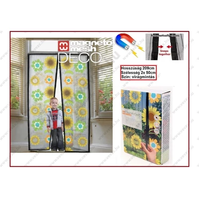 Magneto Mesh VIRÁGMINTÁS AUTOMATA SZÚNYOGHÁLÓ AJTÓRA MÁGNESES DECO 2 szárnyas 209x100cm