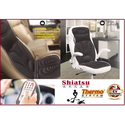 Relax Cushion 12V / 230V AUTÓS / SZOBAI Shiatsu MASSZÍROZÓ ÜLÉS TÁVIRÁNYÍTÓVAL ÜLÉSFŰTÉS MASSZÁZS MATRAC FŰTHETŐ ÜLÉSHUZAT 3 év GARANCIA