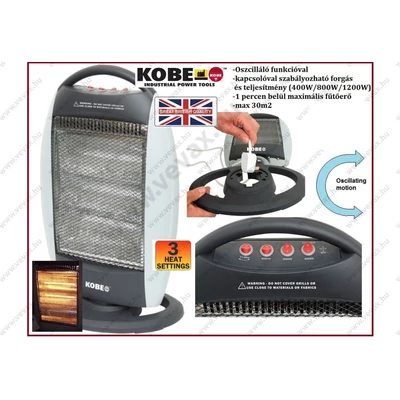 KOBE Eiko OSZCILLÁLLÓ HALOGÉN HŐSUGÁRZÓ 400W - 1200W FŰTŐTEST RADIÁTOR
