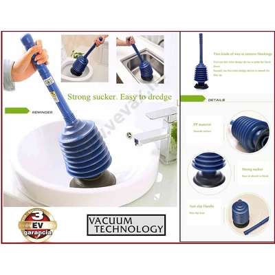 VacuumTech VÁKUUMOS CSUKLÓS WC PUMPA KÉZI LEFOLYÓTISZTÍTÓ 3 év GARANCIA
