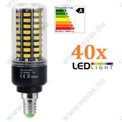 Pro 40x SMD E14 5W LED izzó hideg fényű + búrával kukorica