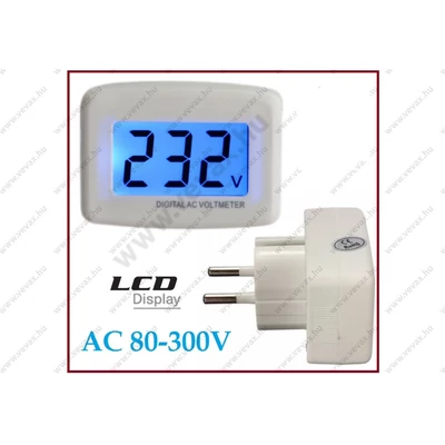 DIGITÁLIS KONNEKTOR FESZÜLTSÉGMÉRŐ DUGVILLA AC 80-300V LCD FESZÜLTSÉGVIZSGÁLÓ TESZTELŐ VOLTMÉRŐ