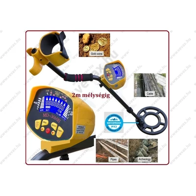 FÉMKERESŐ 2 méter MÉLYSÉGIG FÉMDETEKTOR 7.5khz LCD MULTIFUNKCIONÁLIS KINCSKERESŐ DETEKTOR