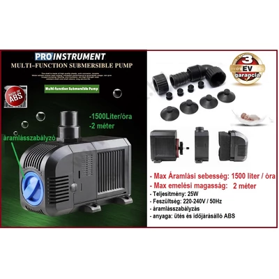 ProInstrument UNIVERZÁLIS SZIVATTYÚ 1500L/óra 2m MÉTER EMELŐMAGASSÁGÚ 230V VÍZSZIVATTYÚ 13x9x6cm BÚVÁRSZIVATTYÚ 3 év GARANCIA