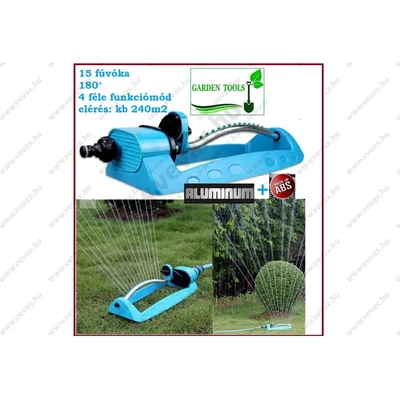 GardenTools AUTOMATA LOCSOLÓ 4 funkciós ÖNTÖZŐ 180° SZÓRÓFEJ PERMETEZŐ 15 fúvókás LOCSOLÓTALP