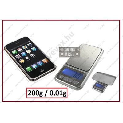 iPhone Design 200g - 0,01g INOX DIGITÁLIS ÉKSZERMÉRLEG ZSEBMÉRLEG ZSEB MÉRLEG ÉKSZER MÉRLEG LEVÉLMÉRLEG