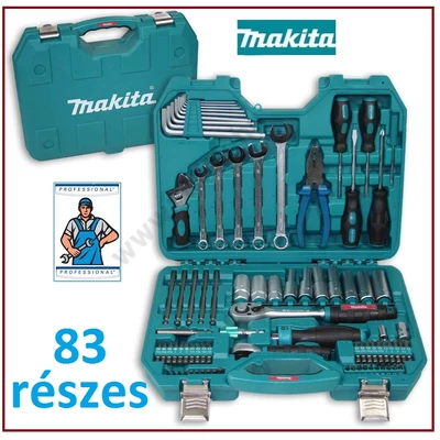 MAKITA Pro 83db-os SZERELŐ SZERSZÁMKÉSZLET RACSNIS DUGÓKULCS BIT CSILLAG-VILLÁSKULCS FOGÓK CROVA