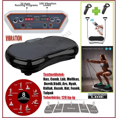 ProInstrument VIBRÁCIÓS KONDIGÉP HASIZOMERŐSÍTŐ MULTIFUNKCIÓS FeketE DIGITÁLIS FITNESSZ GÉP 2 év GARANCIA