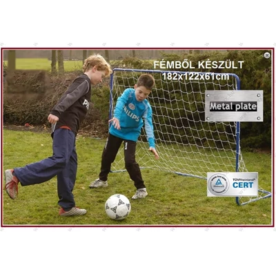 FÉM FOCIKAPU HÁLÓVAL 182x122x61cm KERTI FUTBALL KAPU KISKAPU