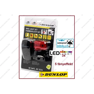 DUNLOP 2db-os KERÉKPÁR LÁMPA VILÁGÍTÁS KÉSZLET ELSŐ + HÁTSÓ LED BICIKLI lámpa