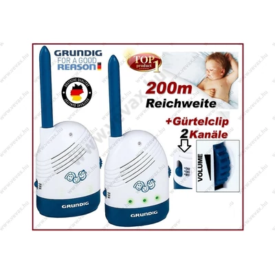 GRUNDIG BÉBIŐR 200m 2 csatornás BABAŐR BABYPHONE VEZETÉK NÉLKÜLI