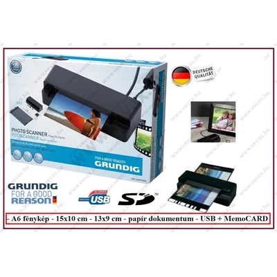 GRUNDIG FÉNYKÉP és DOKUMENTUM SZKENNER FOTÓ DIGITALIZÁLÓ A6 15x10 USB SD PAPÍR ARCHIVÁLÓ SCANNER
