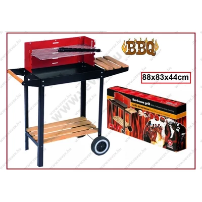 BBQ Collection GURULÓ KERTI GRILLEZŐ KOCSI FASZENES ÁLLÓ GRILL GRILLSÜTŐ 88x83x44cm GRILLKOCSI BARBECUE
