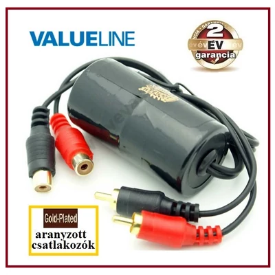 VALUELINE FÖLDHUROK IZOLÁTOR ZAVARSZŰRŐ SZIGETELŐ ADAPTER 2x 2RCA CAR-NF01 2 év GARANCIA
