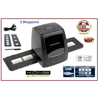 KÖNIG USB 2MP FILMSZKENNER 35mm DIGITALIZÁLÓ FILM ÉS DIA SZKENNER FILMOLVASÓ DIASZKENNER CSFILMSCAN100 2 év GAR