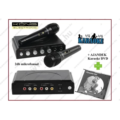 KÖNIG KARAOKE BERENDEZÉS KEVERŐ MIXER KÉSZLET 2db MIKROFONNAL + ajándék KARAOKE DVD lemezzel