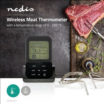 DualSense VEZETÉK NÉLKÜLI 2 hőmérős DIGITÁLIS HÚSHŐMÉRŐ 8 programos 250°C  MAGHŐMÉRŐ BESZÚRÓS ÉTEL ITAL 