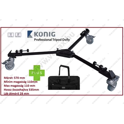 KÖNIG 3 ágú DOLLY KAMERA ÁLLVÁNY GÖRGETŐ TRIPOD TALP 20kg-ig KN-DL10