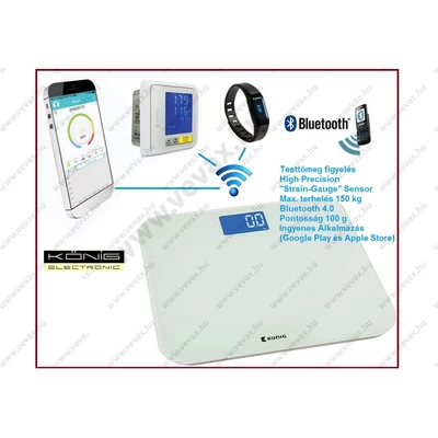KÖNIG BLUETOOTH DIGITÁLIS SZEMÉLYMÉRLEG SZEMÉLYMÉRLEG 180kg FITNESS TESTZSÍR TESTTÖMEG CSONT INDEX TESTANALÍZÁLÓ DIGITÁLIS MÉRLEG