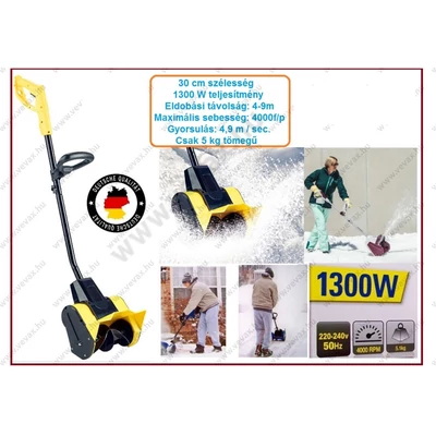 1300W ELEKTROMOS HÓLAPÁT 30cm széles HÓMARÓ KÉZI HÓKOTRÓ GÉP