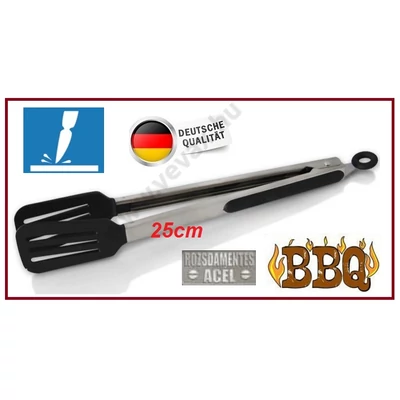 25cm MŰANYAG VÉGŰ FÉM HÚSFOGÓ CSIPESZ KARCOLÁS MENTES GRILL BARBECUE HÚSFORGATÓ HÚSCSIPESZ