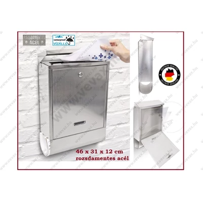 Classic INOX ROZSDAMENTES ACÉL POSTALÁDA KÜLTÉRI BELTÉRI 2 részes LEVÉLSZEKRÉNY
