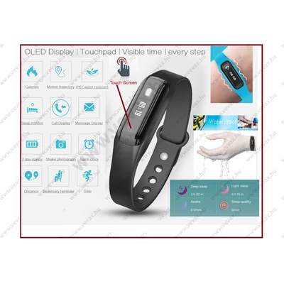 Easy ÉRINTŐKÉPERNYŐS Bluetooth OKOS KARKÖTŐ SPORTÓRA LÉPÉSSZÁMLÁLÓ ANDROID IOS fekete szilikon KARÓRA OKOSÓRA