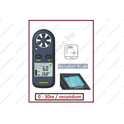 DIGITÁLIS SZÉLMÉRŐ BEAUFORT KÉZI ANEMOMÉTER SZÉLSEBESSÉG MÉRŐ HŐMÉRŐ 0-30m/secundum