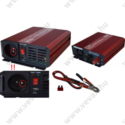 Tiszta színuszos 12V-ról &gt; 230V-ra + USB 800W / 400W feszültségátalakító