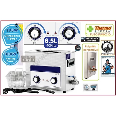 ProInstrument AnA40K INOX Heating IPARI 6 Literes 180W ULTRAHANGOS TISZTÍTÓ GÉP + MELEGÍTŐ FUNKCIÓVAL 20-80°C HŐFOKSZABÁLYZÓS MOSÓ