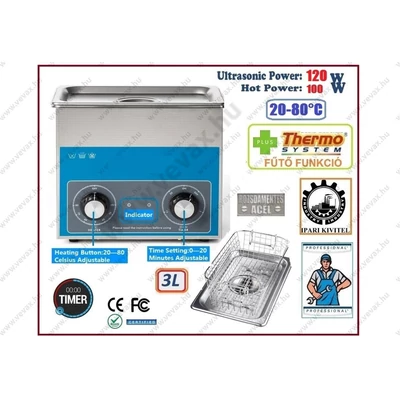 ipari 3 literes 120W ultrahangos tisztítógép