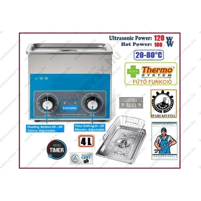 ipari 4 literes 120W ultrahangos tisztító gép