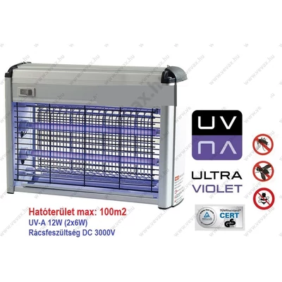 elektromos rovarcsapda 100m2 12W 3000 V