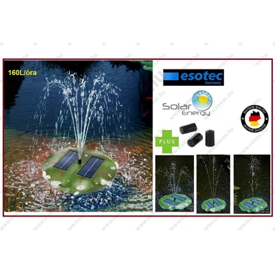 EsoteC ÚSZÓ NAPELEMES SZÖKŐKÚT SOLAR KERTI TÓ MEDENCE SZIVATTYÚ + 6 fej 160L/óra