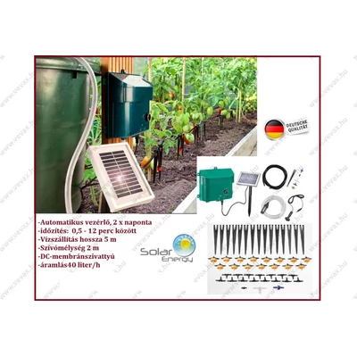 50db-os NAPELEMES ÖNTÖZŐ RENDSZER 5 méter KERTI AUTOMATA KÉSZLET VEZÉRLŐ SZIVATTYÚ LOCSOLÓFEJEK SOLAR LOCSOLÁS ÖNTŐZŐVEZÉRLÉS