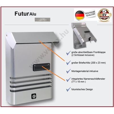 FuturAlu 200 ALUMÍNIUM POSTALÁDA KÜLTÉRI BELTÉRI LEVÉLSZEKRÉNY