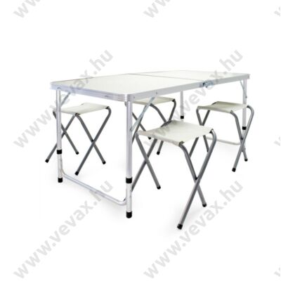 Hordozható kültéri összecsukható alumínium asztalkészlet 4 összecsukható székkel