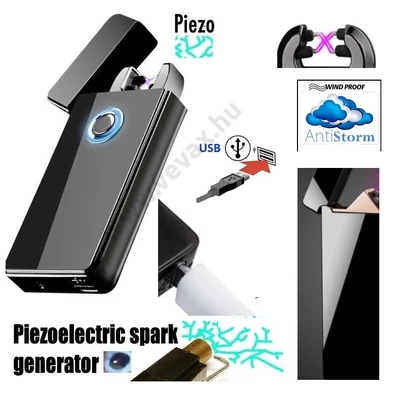 Elegance SZÉLÁLLÓ AKKUS ÖNGYÚJTÓ VIHARÁLLÓ TŰZGYÚJTÓ PLAZMA USB ELEKTROMOS DUPLA ÍVŰ GÁZGYÚJTÓ