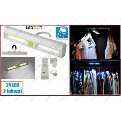 24 LED AKKUS / ELEMES GARDRÓB LÁMPA AKASZTHATÓ MÁGNESES RAGASZTHATÓ 2 fokozatú BÚTORLÁMPA SZEKRÉNY FIÓK VILÁGÍTÁS