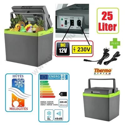 25L 12/230V Cool+Heat TERMOELEKTROMOS 12V / 230V AC/DC  AUTÓS HŰTŐLÁDA HŰTŐ + MELEGÍTŐ 25 Literes ELEKTROMOS HŰTŐTÁSKA