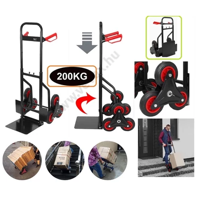 200kg LÉPCSŐNJÁRÓ 6 KEREKŰ MOLNÁRKOCSI ÖSSZECSUKHATÓ KÉZIKOCSI LÉPCSŐJÁRÓ ZSÁKTARGONCA