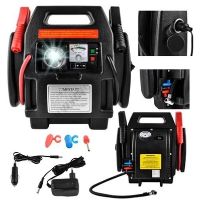 4in1 AUTÓ GYORSINDÍTÓ KOMPRESSZOR 12V 800A 17bar 250PSI 12Ah BIKÁZÓ ÁRAMFORRÁS RÁSEGÍTŐ INDÍTÓ STARTER